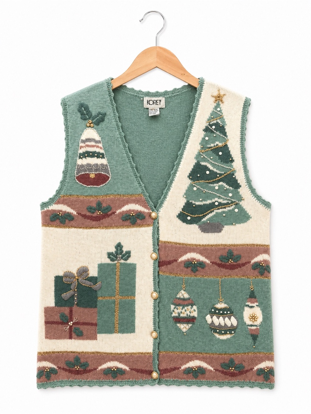 Vintage Christmas pastel Koret patchwork style Christmas Vest Colors